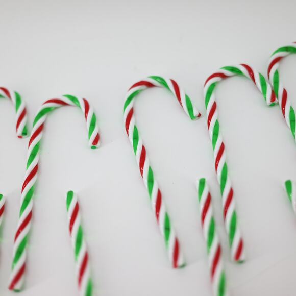 Christmas Ornaments Candy Cane Striped Green Red White - Picture 8 of 9